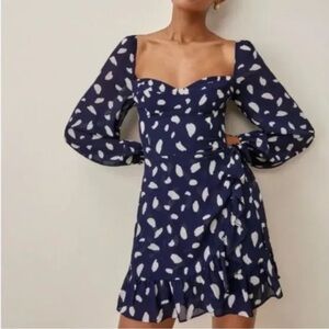 NWT Reformation Cammi Polka-Dot Crepe Mini Dress